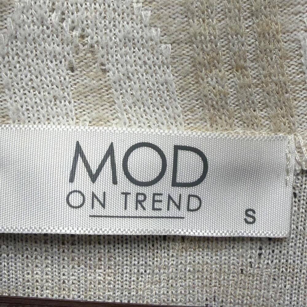 MOD ON TREND Sweater Womens Sz S Beige Collared Knit Geometric Pullover - Picture 6 of 10